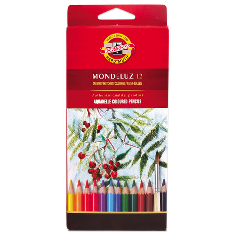 Карандаши цветные акварельные художественные KOH-I-NOOR «Mondeluz», 12 цветов, 3.8 мм, заточенные, европодвес