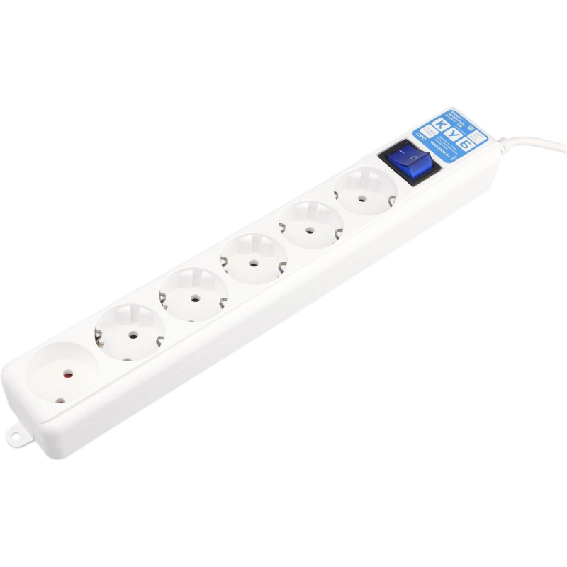 Сетевой фильтр Power Cube PRO, белый, 5м, 6р, 16А (3×1.5мм2)(SPL6-16-P-5М)