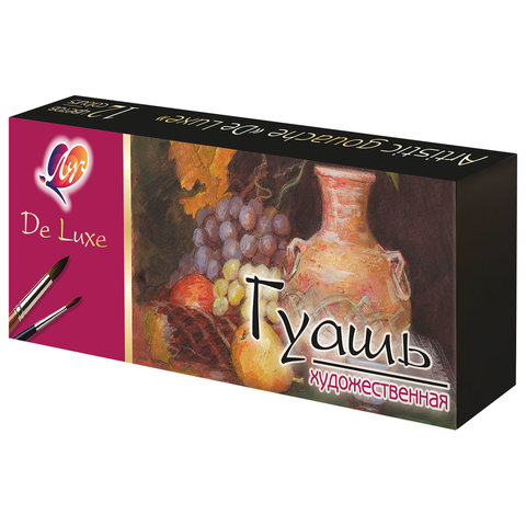 превью Гуашь художественная ЛУЧ «Люкс», 12 цветов по 20 мл, на гуммиарабике