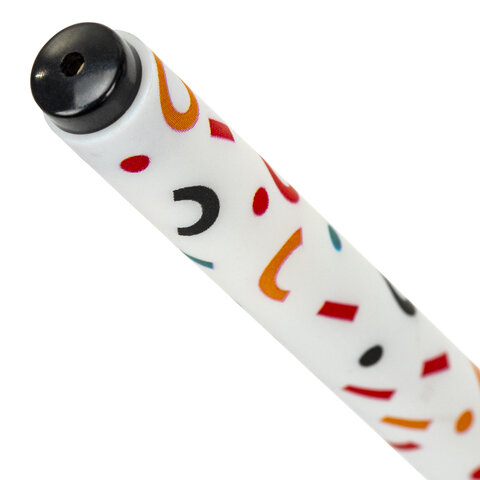 Ручка шариковая BRAUBERG SOFT TOUCH GRIP «CONFETTI», СИНЯЯ, мягкое покрытие, узел 0.7 мм
