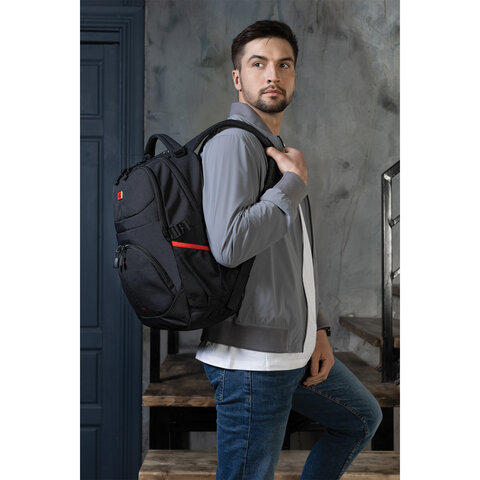 Рюкзак B-PACK «S-06» (БИ-ПАК) универсальный, уплотненная спинка, облегченный, черный, 46×32×15 см