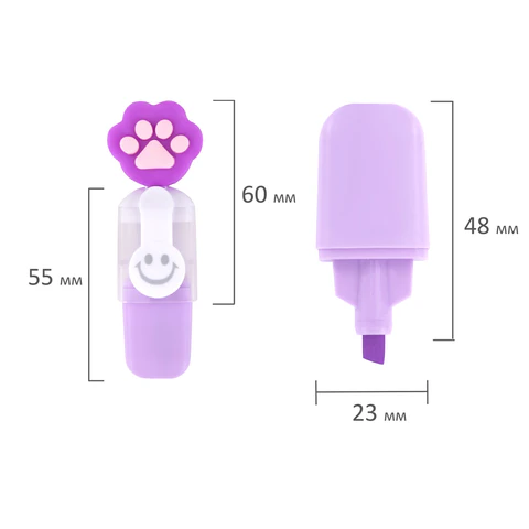 Набор текстовыделителей с топперами 6 ЦВЕТОВ ПАСТЕЛЬ, «ЛАПКИ», линия 1-4 мм, FUNSTER (ФАНСТЕР)