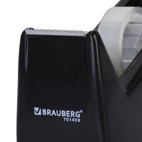 Диспенсер для клейкой ленты шириной до 26 мм, ЧЕРНЫЙ (лента в подарок! ), утяжеленный большой, BRAUBERG