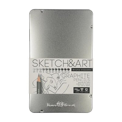 Набор карандашей чернографитных Bruno Visconti Sketch&Art 2H-9B (12 штук в упаковке)