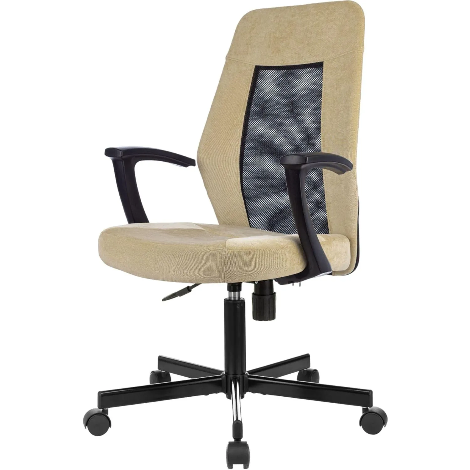 превью Кресло офисное Easy Chair 225 PTW бежевое/черное (велюр, металл)