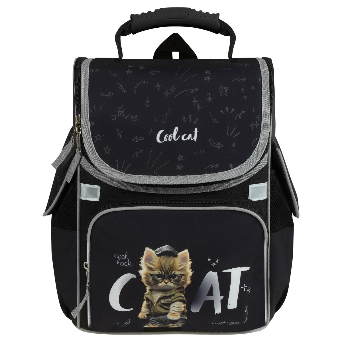 Ранец ArtSpace Junior «Cat on black» 37×28×21см, 1 отделение, 3 кармана, анатомическая спинка