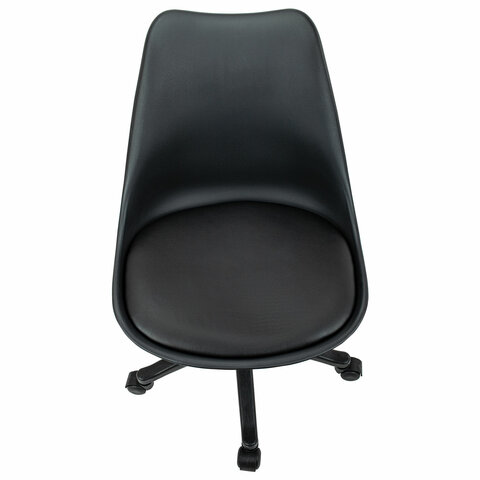 Кресло стул BRABIX «Eames MG-310 PL», пластик черный, экокожа черная