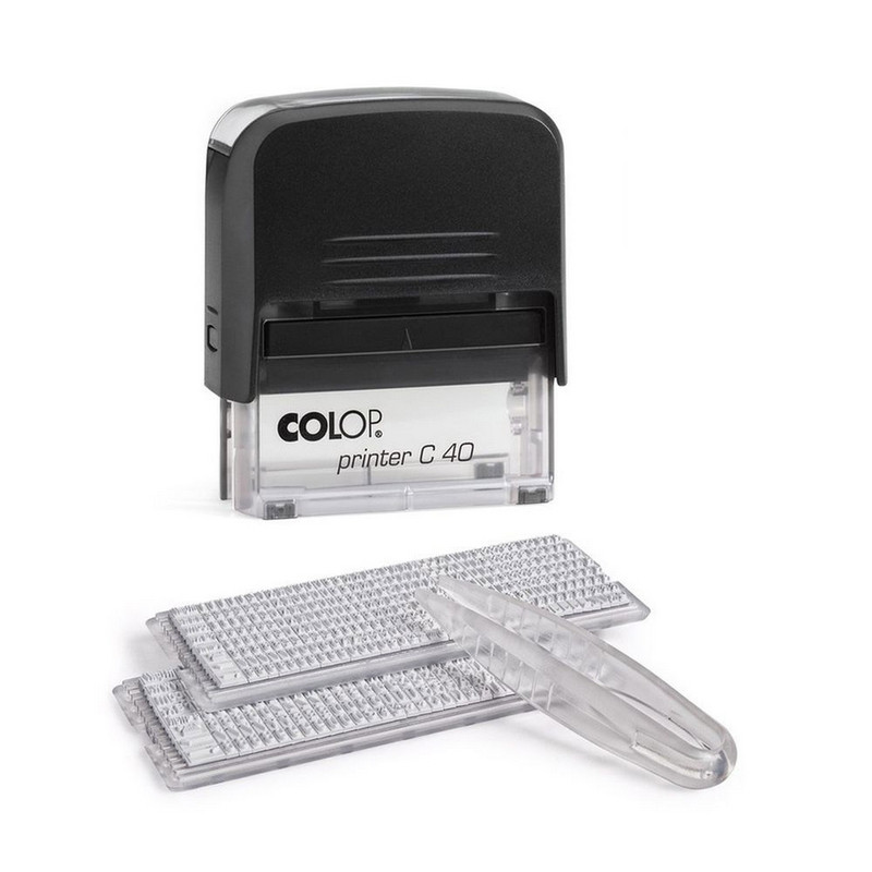 Штамп самонаборный Colop Printer 40-Set-F (59х23 мм, 6/4 строки, съемная рамка, 2 кассы в комплекте)