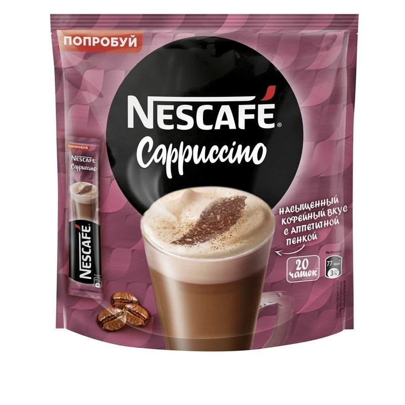 превью Кофе порционный растворимый Nescafe Cappuccino (20 штук по 18 г)