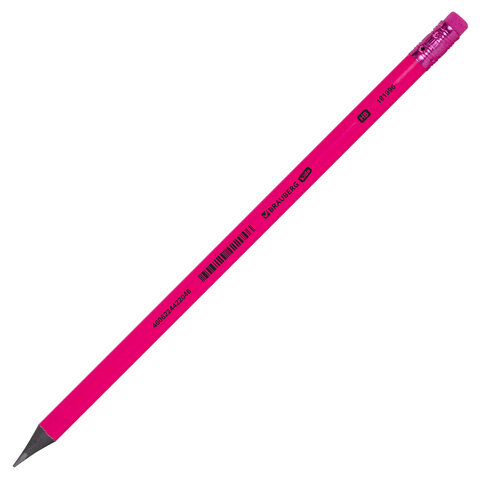 Карандаш чернографитный BRAUBERG KIDS, 1 шт., HB, трехгранный, с ластиком