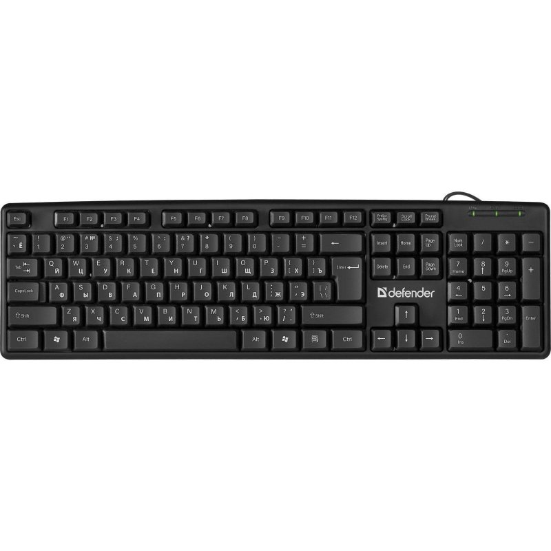 Клавиатура проводная DEFENDER Element HB-520, USB, 104 клавиши + 3 дополнительные клавиши, черная