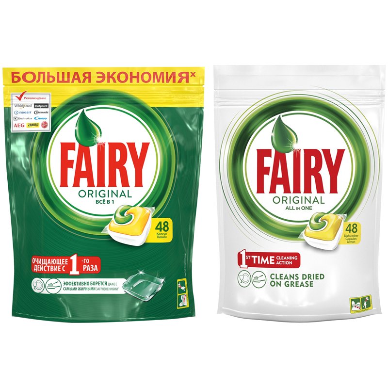 превью Капсулы для посудомоечной машины Fairy «All in 1. Лимон», 48шт. 