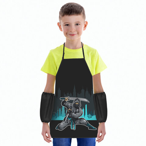 Фартук с нарукавниками для уроков труда ЮНЛАНДИЯ, 45×54 см, «Black Ninja»