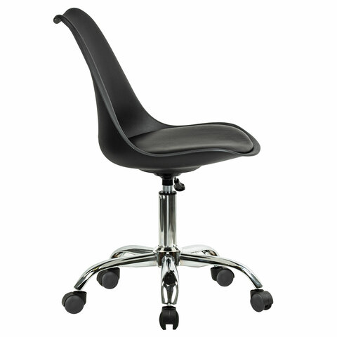 Кресло стул BRABIX «Eames MG-310 CH», хром, пластик черный, экокожа черная