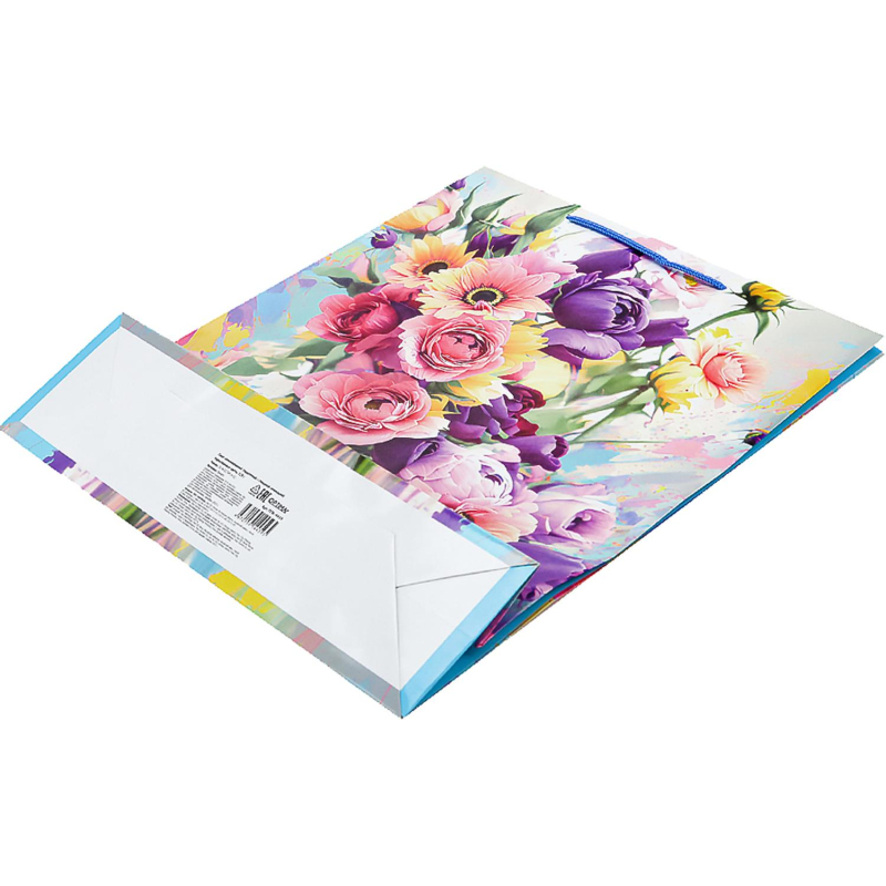 Пакет подарочный глянц. лам. Optima 26.4×32.7×8(L)Нарис. цветы, 128 г ППК-4459