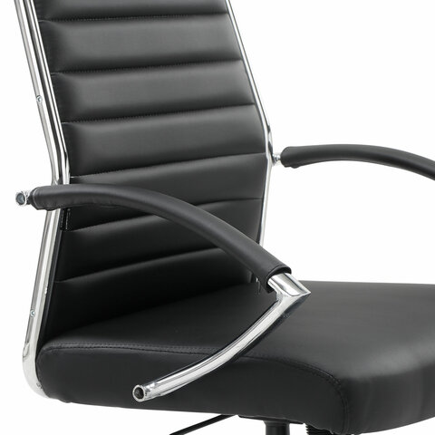 Кресло офисное BRABIX «Style EX-528», экокожа, хром, черное, 531947
