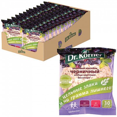 Хлебцы DR. KORNER «Черничные» злаковый коктейль, хрустящие, 11 г, пакет