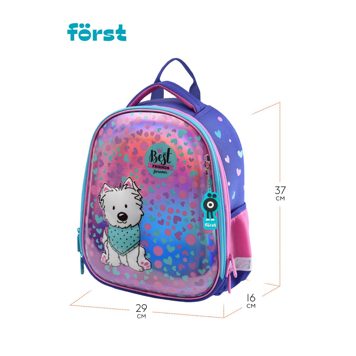 Ранец Först F-Glow «Best friends» 37×29.5×16 см, 2 отделения, 2 кармана, анатомическая спинка