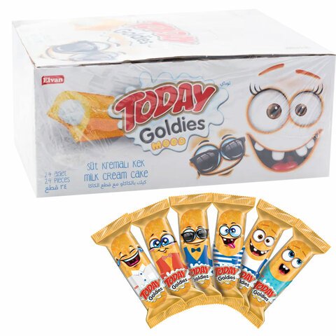 Кекс TODAY «Goldies Mood», с молочным кремом 40 г, ТУРЦИЯ, в шоу-боксе