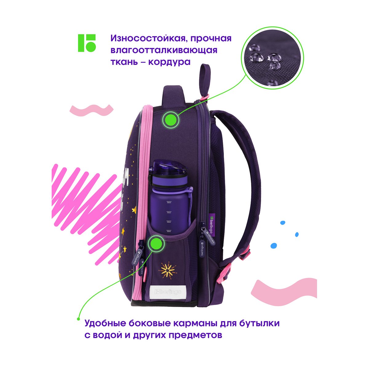 Ранец Berlingo Expert Mini «Fox Dreamer» 36×27×14см, 2 отделения, 2 кармана, анатомическая спинка, мешок для обуви