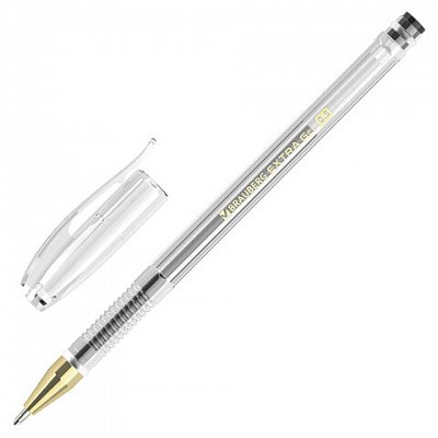 Ручка гелевая BRAUBERG «EXTRA GLD», ЧЕРНАЯ, корпус прозрачный, узел 0.5 мм, линия 0.35 мм