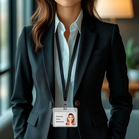 Бейдж горизонтальный (54×85 мм), прозрачный, ЗАЩИТА ОТ ВЛАГИ И ПЫЛИ, BRAUBERG EXTRA