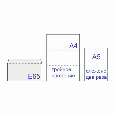 Конверты E65 (110×220 мм), отрывная полоса, «Куда-Кому», КОМПЛЕКТ 1000 шт., внутренняя запечатка