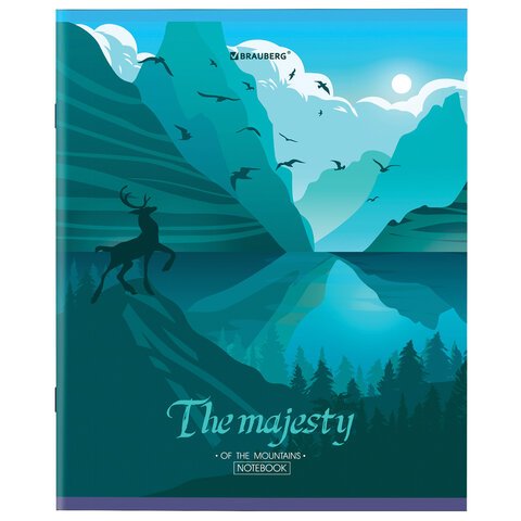 Тетрадь А5 48 л. BRAUBERG скоба, клетка, обложка картон, «Majesty»