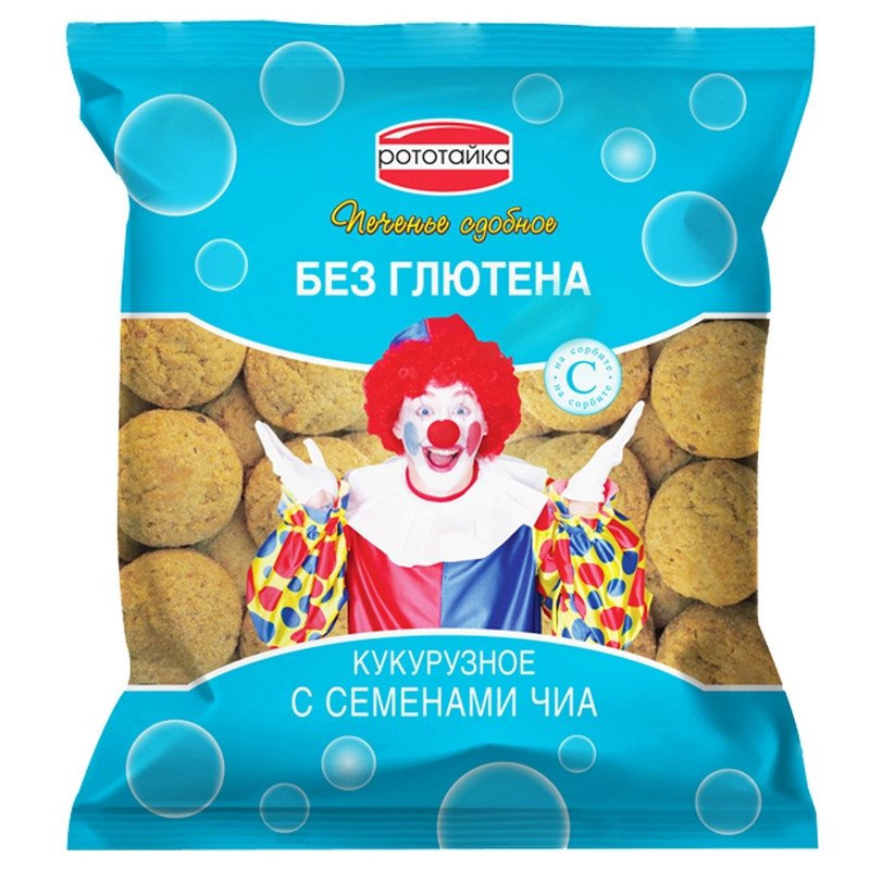 превью Печенье сдобное Рототайка кукурузное с семенами чиа без глютена на сорбите 200 г