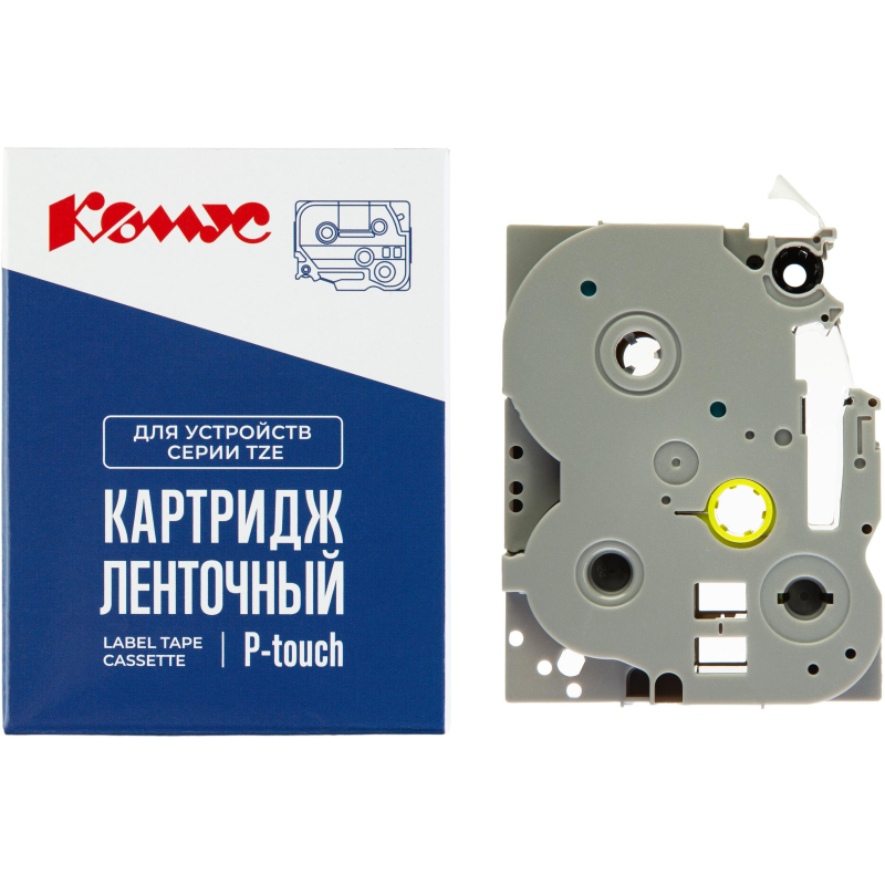 Картридж Комус TZE-355(Brother TZE-355 белый на черном,24мм/8м)