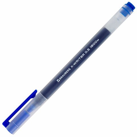 Ручки гелевые BRAUBERG «X-WRITER 1800», УВЕЛИЧЕННАЯ ДЛИНА ПИСЬМА 1 800 м, СИНИЕ, КОМПЛЕКТ 10 ШТУК, стандартный узел 0.5 мм