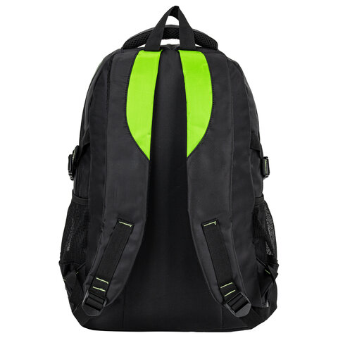 Рюкзак BRAUBERG TITANIUM универсальный, черный, салатовые вставки, 45×28х18см