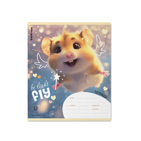 Тетрадь 12 л., клетка, обложка картон, ERICH KRAUSE, «Fluffy» (микс в спайке)