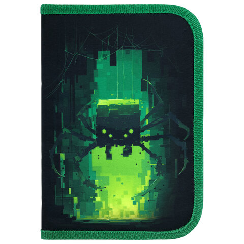 Пенал BRAUBERG, 1 отделение, 2 откидные планки, полиэстер, 21×14 см, «Digital spider»