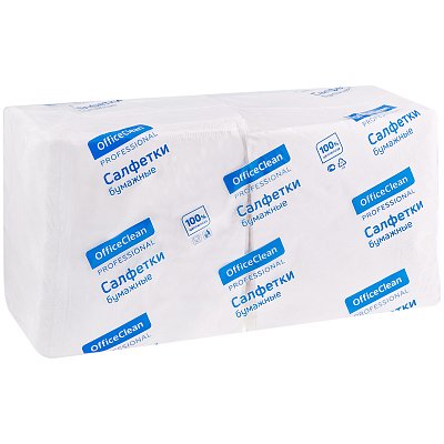 Салфетки бумажные OfficeClean Professional, 2 слойн., 33×33см, белые, 200шт. 