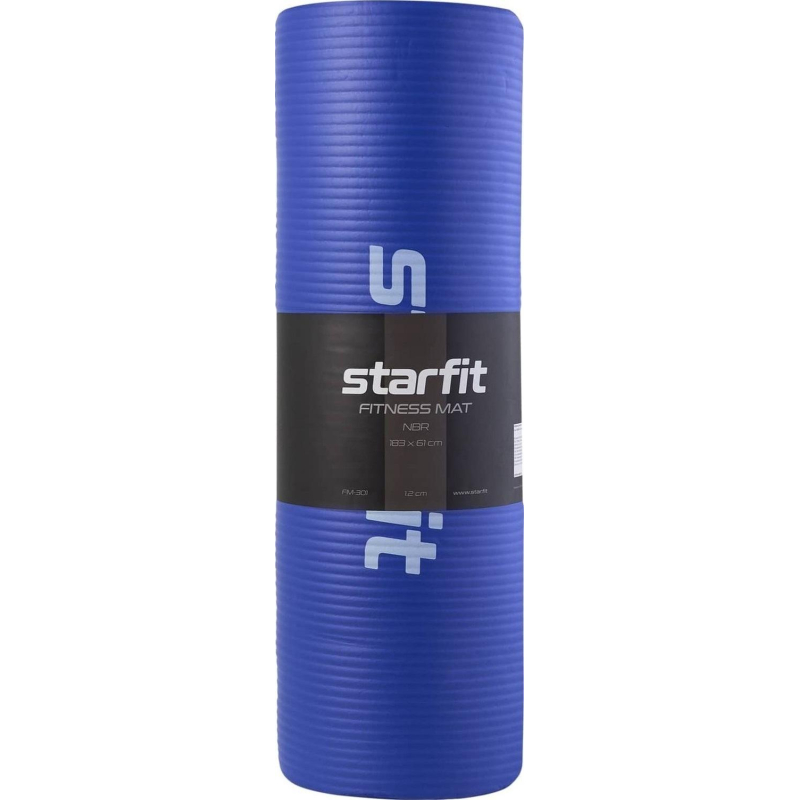 превью Коврик для йоги STARFIT FM-301 NBR, 1.2 см, 183×61см, темн-син, УТ-00018920