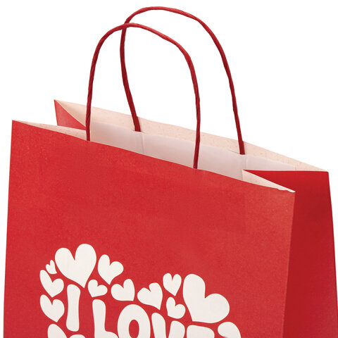 Пакет подарочный (1 штука) 26×13х32 см (L) «Love Kraft», крафт, ЗОЛОТАЯ СКАЗКА