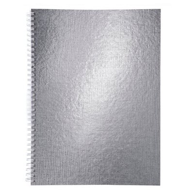 Тетрадь бумвинил А4 96 л., гребень, офсет №1, клетка, «СЕРЕБРО Metallic», HATBER, 077198