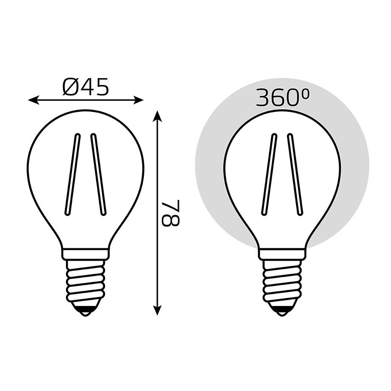 Лампа светодиодная Gauss LED Filament 9 Вт E14 шарообразная 2700 K теплый белый свет