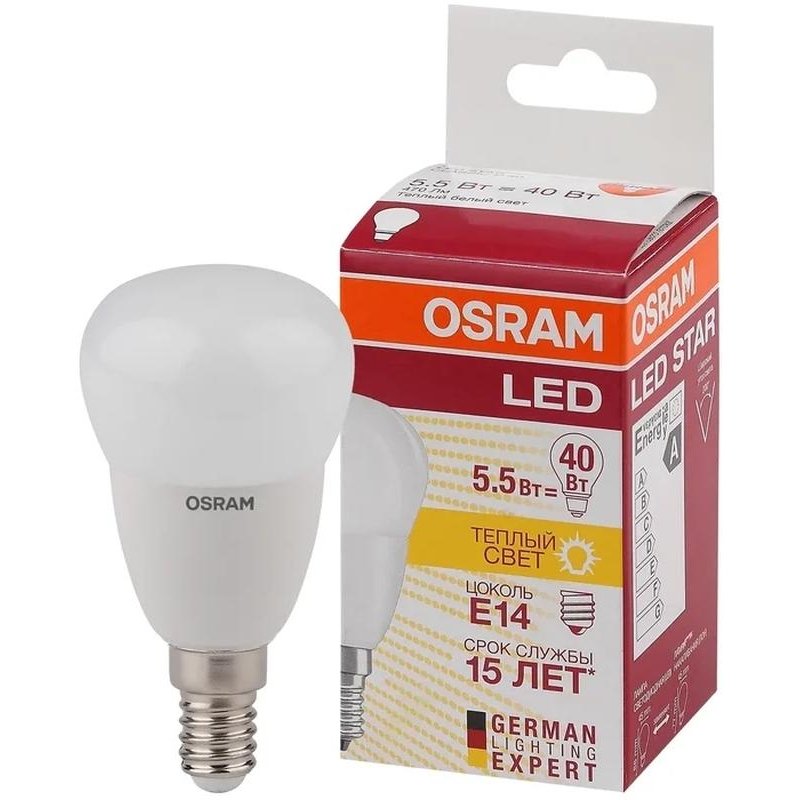Лампа светодиодная OSRAM LEDSCLP 5.7W/827 220-240V E14 FS1