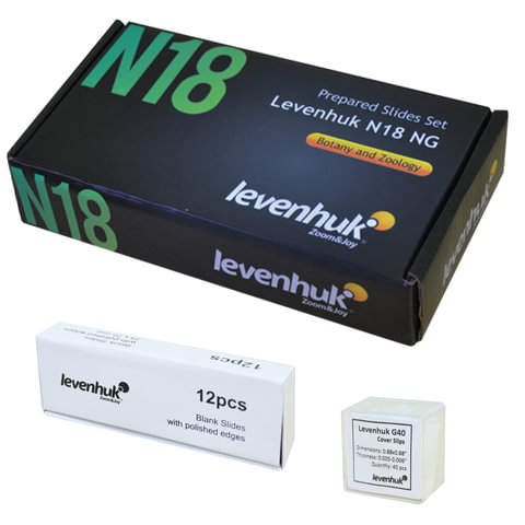 Набор готовых микропрепаратов LEVENHUK N18 NG (18 образцов, стекла)
