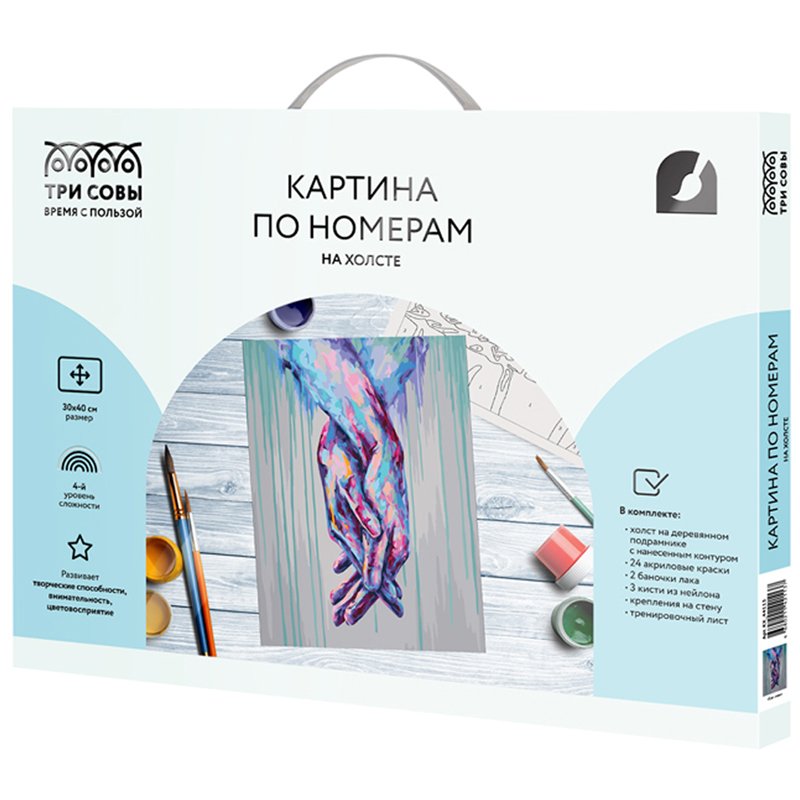 превью Картина по номерам на холсте ТРИ СОВЫ «Единение», 30×40, с акриловыми красками и кистями