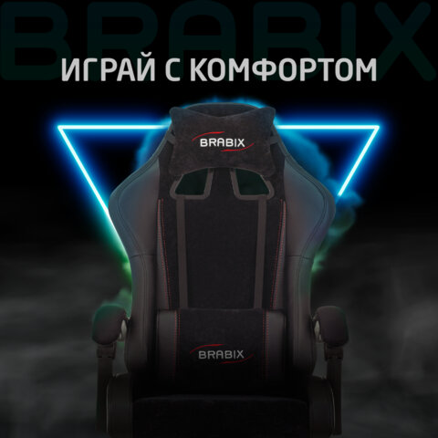 Кресло компьютерное BRABIX «Striker GM-121»синхромеханизм2 подушкиэкокожа/велюрчерное532962