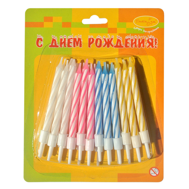 превью Свеча -мини 2-х цветные 24шт/уп с держателями 6см (6024918)MC. 