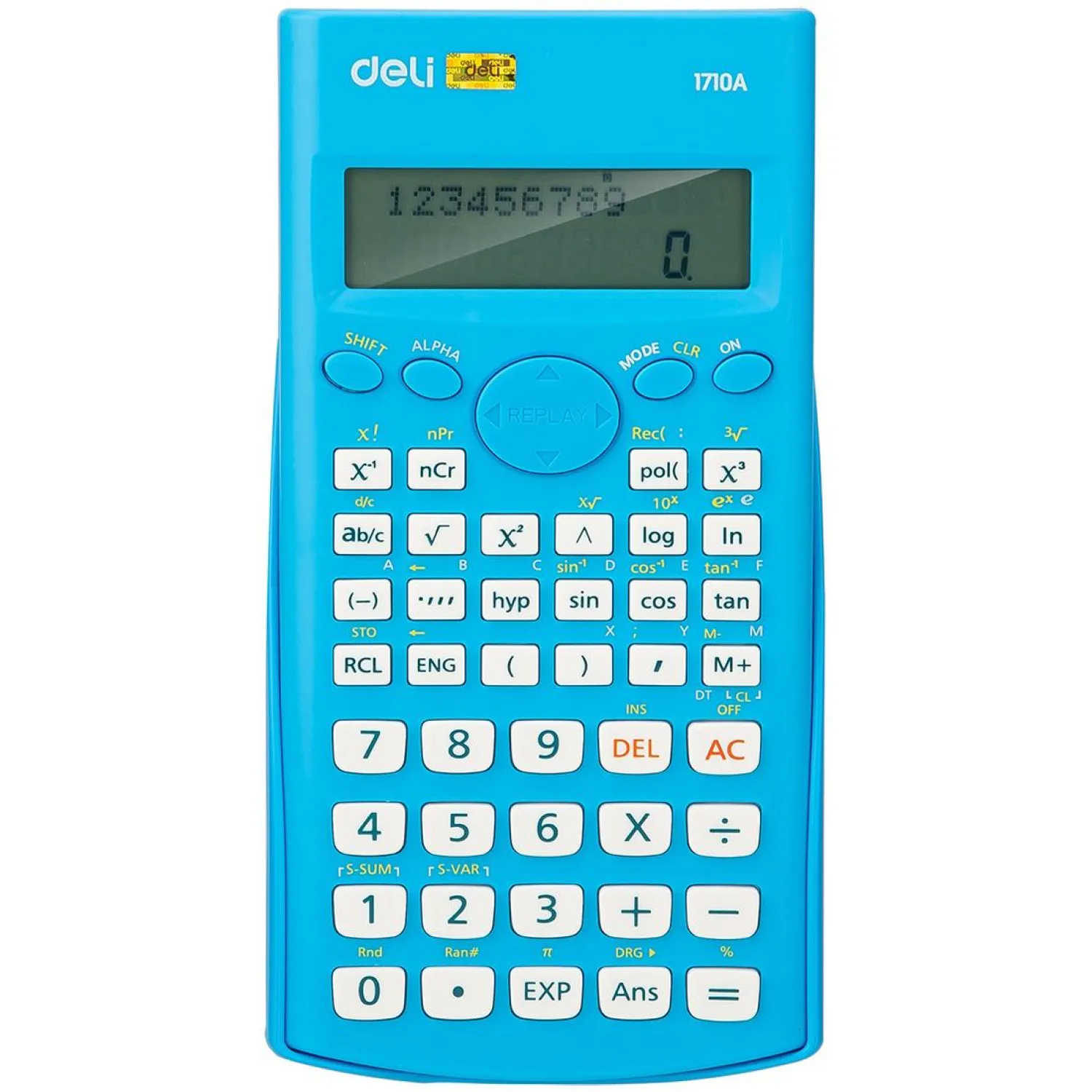 превью Калькулятор научный Deli E1710A 10+2-разрядный 240 функций 162x84x19 мм (синий, подходит для ЕГЭ)