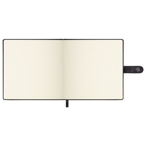 Скетчбук, слоновая кость 140 г/м2, 200×200 мм, 80 л., КОЖЗАМ, застежка, BRAUBERG ART CLASSIC, черный
