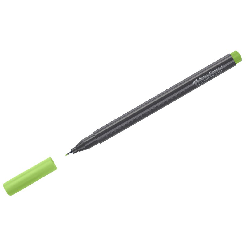 Ручка капиллярная FABER-CASTELL «Grip Finepen», СВЕТЛО-ЗЕЛЕНАЯ, трехгранная, корпус черный, 0.4 мм