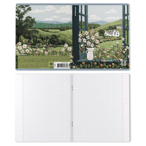 Тетрадь А5, 48 л., скоба, клетка, TWIN-лак, ERICH KRAUSE, «Fancy Field» (микс в спайке)