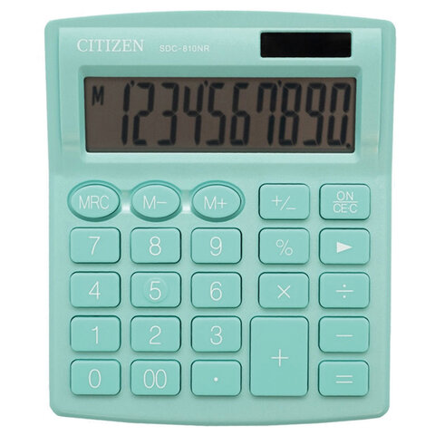 Калькулятор настольный компактный Citizen SDC810NRGNE 10-разрядный зеленый