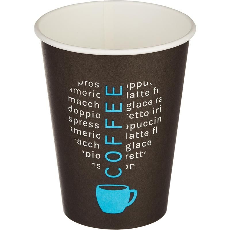 Стакан одноразовый бумажный 300 мл черный 50 штук в упаковке Комус Love Coffee